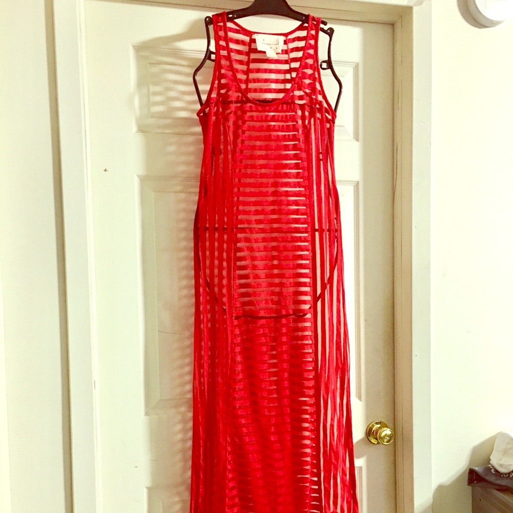 Coincidence & chance Sheer Red Maxi Dress